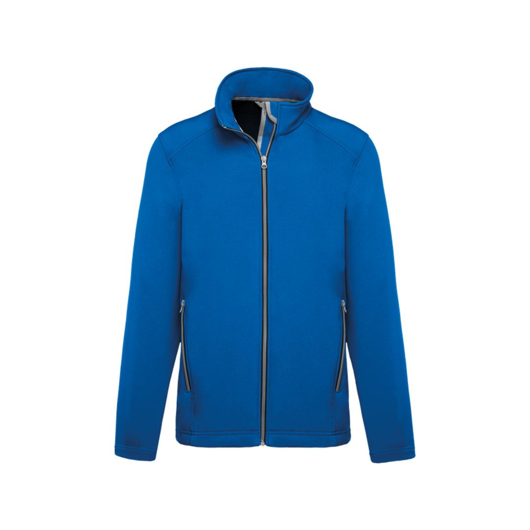 Veste softshell bleu roi à manches longues personnalisée pour homme