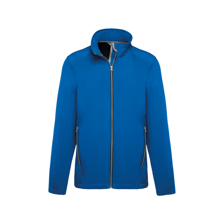 Veste softshell bleu roi à manches longues personnalisée pour homme