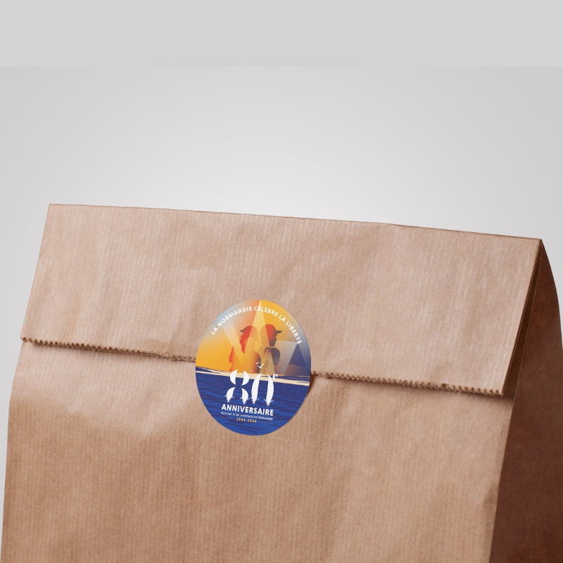 sticker officiel 80ème anniversaire débarquement idéal commerçant packaging