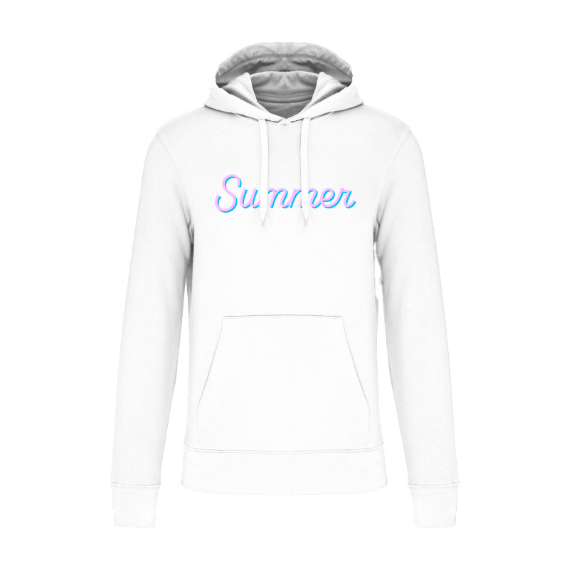 Sweat blanc personnalisable au niveau de la poitrine en flocage
