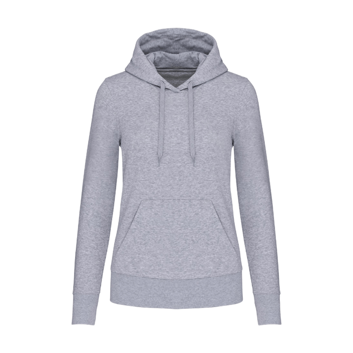 sweat coupe femme gris chine en coton et polyester à marque en sérigraphie