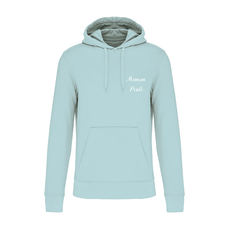 Personnalisation sweat vert d'eau maman poule