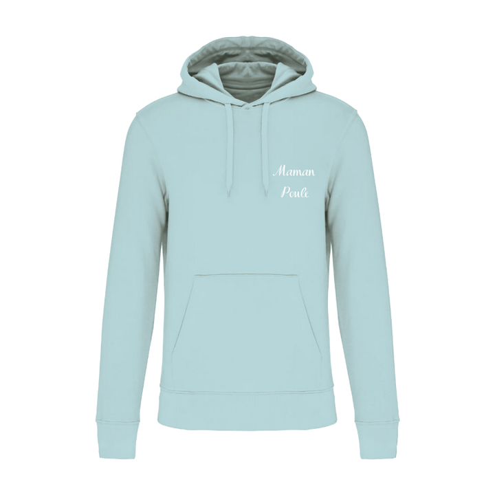 Personnalisation sweat vert d'eau maman poule