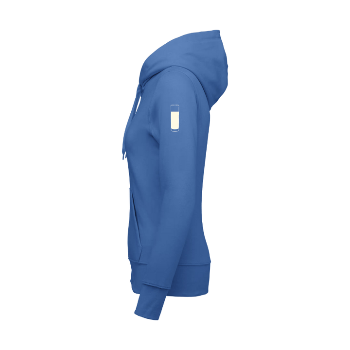 Sweat coupe femme bleu royal imprimé sur la manche