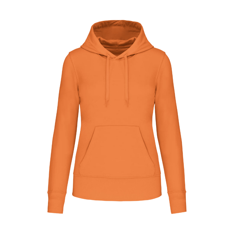 sweat orange qui se personnalise à l'avant