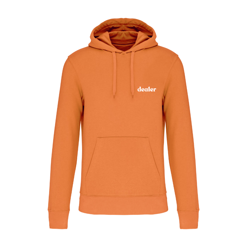 Sweat orange à capuche personnalisé à l'avant