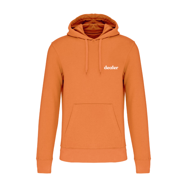 Sweat orange à capuche personnalisé à l'avant