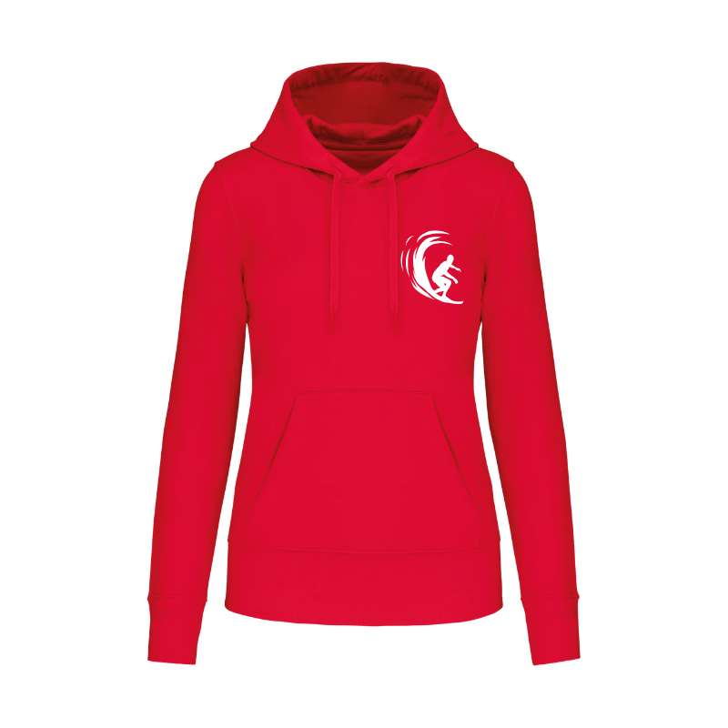 Sweat rouge impression coeur coupe femme 