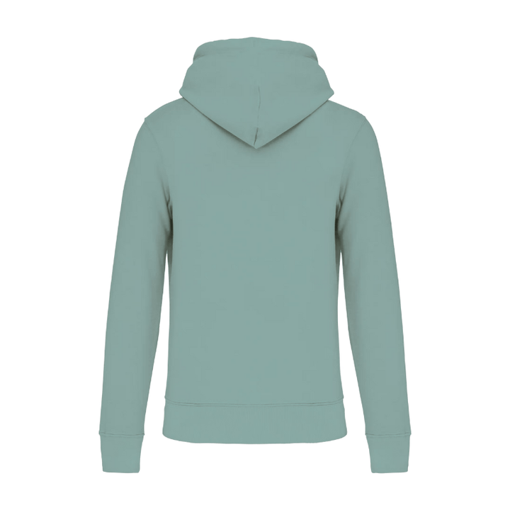 Sweat à capuche vert sauge personnalisation dans le dos