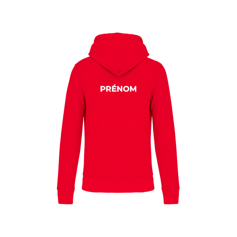 Dos du sweat-shirt à capuche JS Douvres pour homme avec prénom