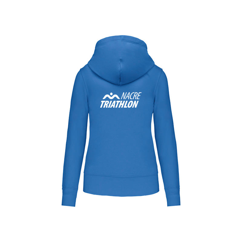 Dos du sweat-shirt à capuche Nacre Triathlon pour femme avec logo