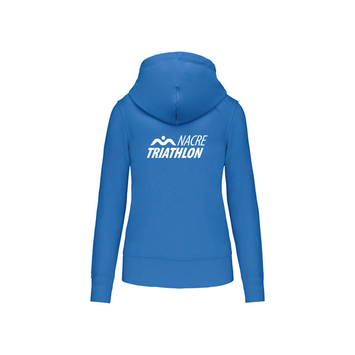 Dos du sweat-shirt à capuche Nacre Triathlon pour femme avec logo