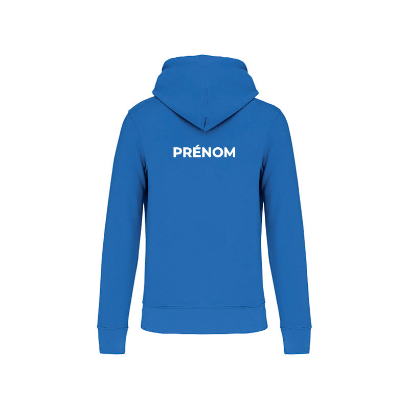 Dos du sweat-shirt à capuche Nacre Triathlon pour homme avec prénom