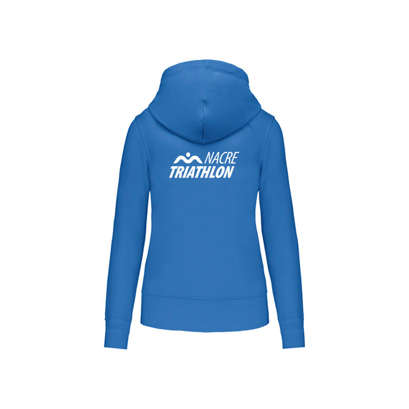 Dos du sweat-shirt zippé Nacre Triathlon pour femme avec logo