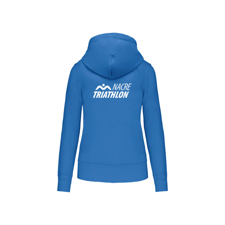 Dos du sweat-shirt zippé Nacre Triathlon pour femme avec logo