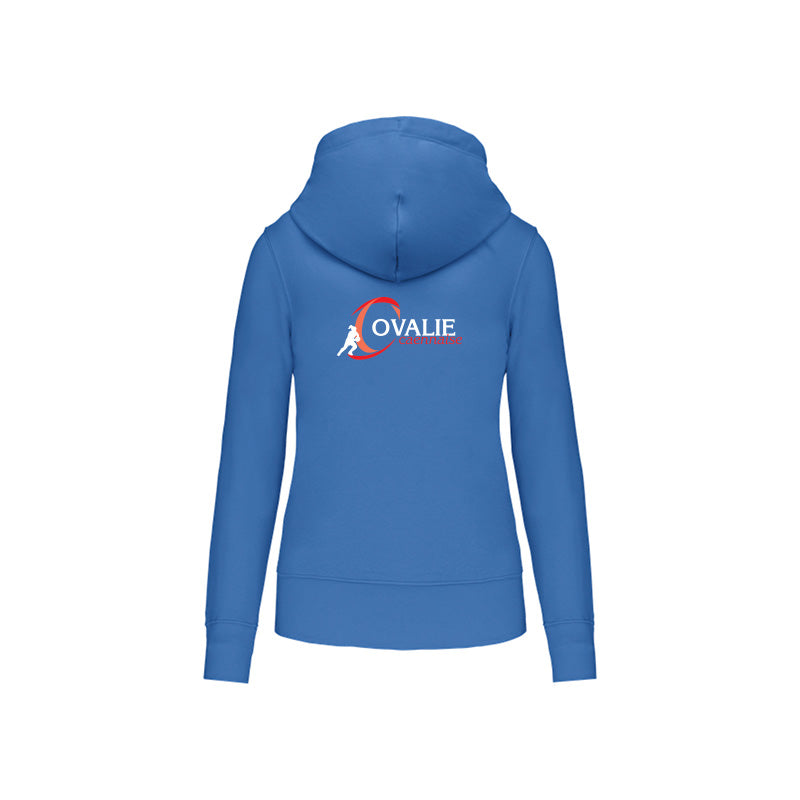 dos du sweat-shirt zippé Ovalie pour femme avec logo