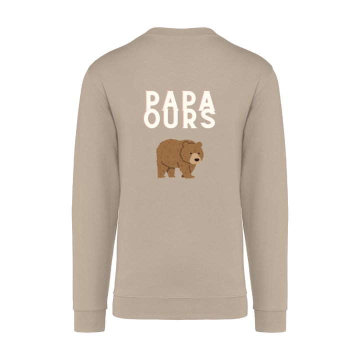 Sweater manches longues col rond beige personnalisé papa ours