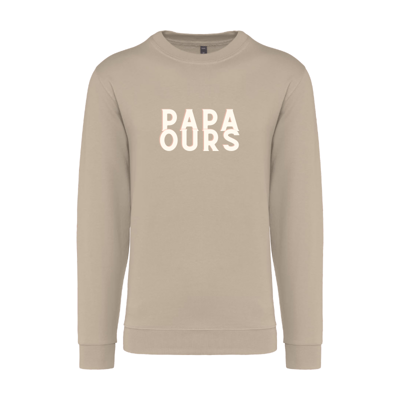 Sweat beige personnalisé Super papa ours