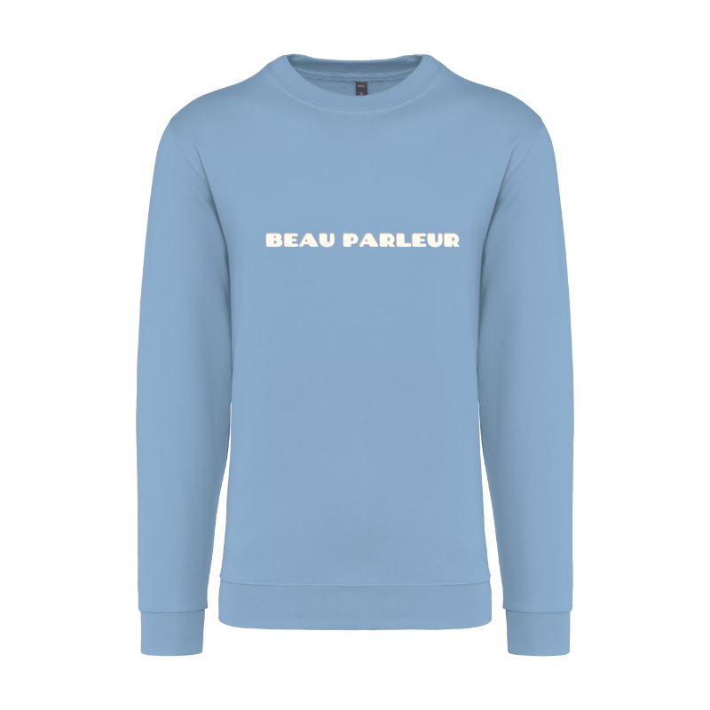 Sweat Bleu parleur en coton bleu ciel personnalisation avant