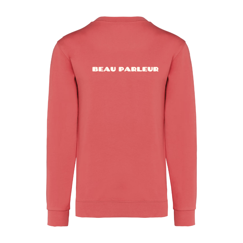 Dos sweat beau parleur couleur corail rose impression sérigraphie pour professionnels et particuliers