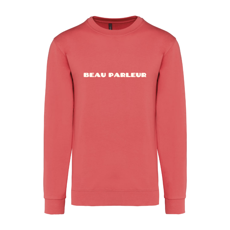 Sweat personnalisé beau parleur couleur rose corail