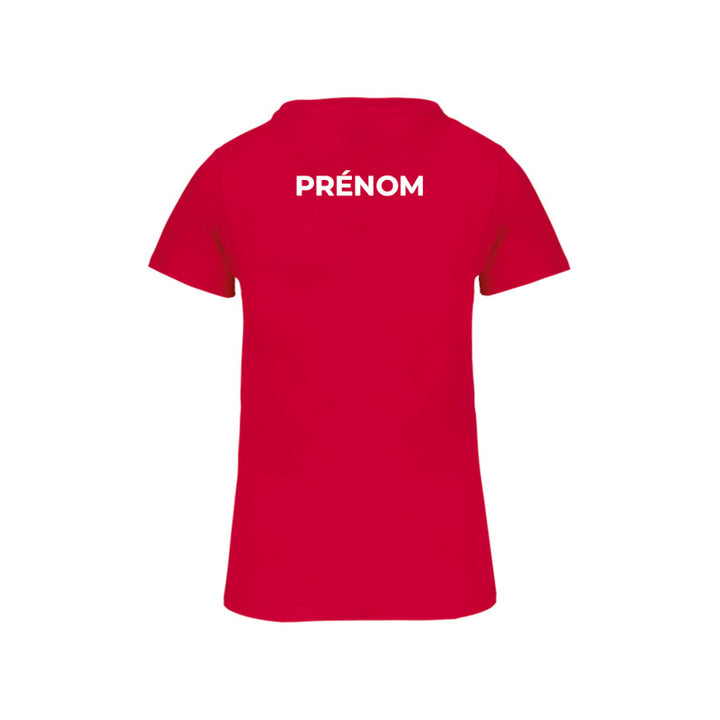 Dos du t-shirt à manches courtes JS Douvres pour femme avec prénom