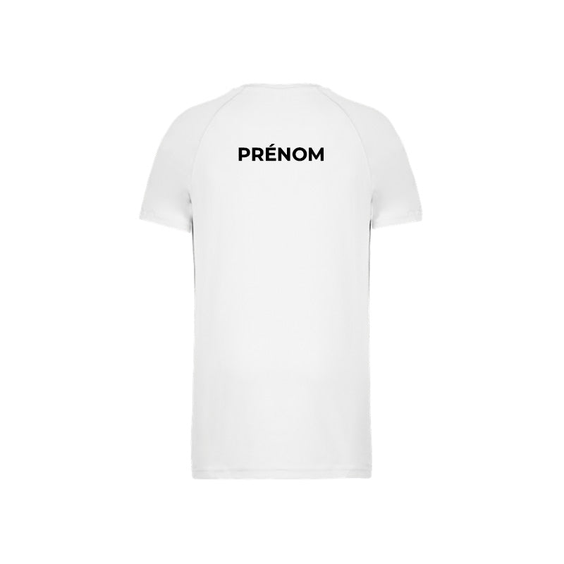 Dos du t-shirt de sport à manches courtes Nacre Triathlon pour homme avec prénom