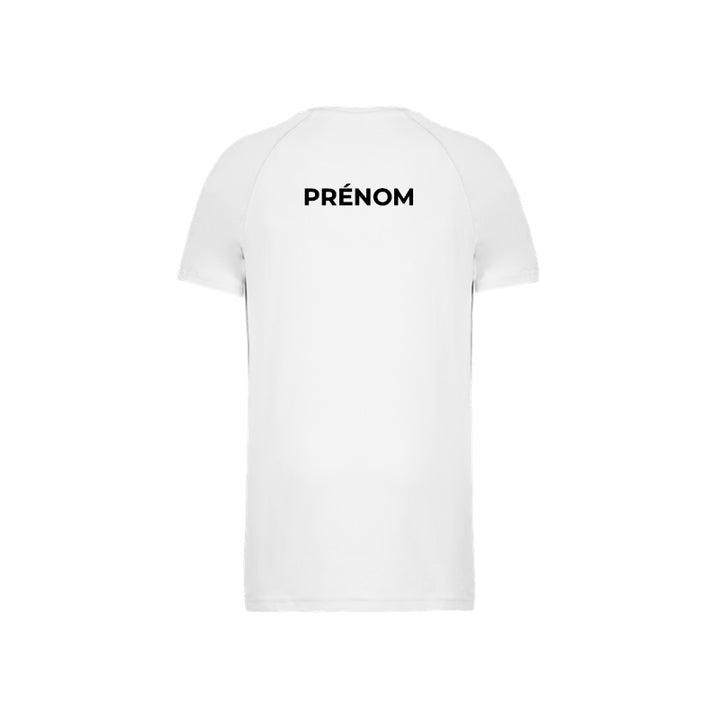 Dos du t-shirt de sport à manches courtes Nacre Triathlon pour homme avec prénom