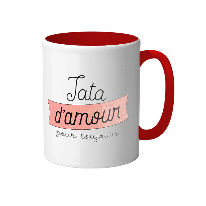 Mug blanc en céramique avec intérieur de couleur rouge Secret Santa