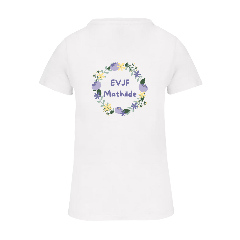 Tee-shirt femme blanc personnalisé dos EVJF