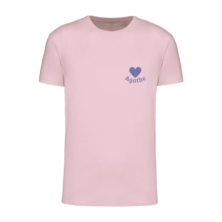 T-shirt personnalisé rose en coton biologique