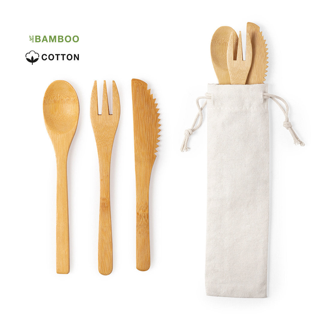 Reusable bamboo cutlery set