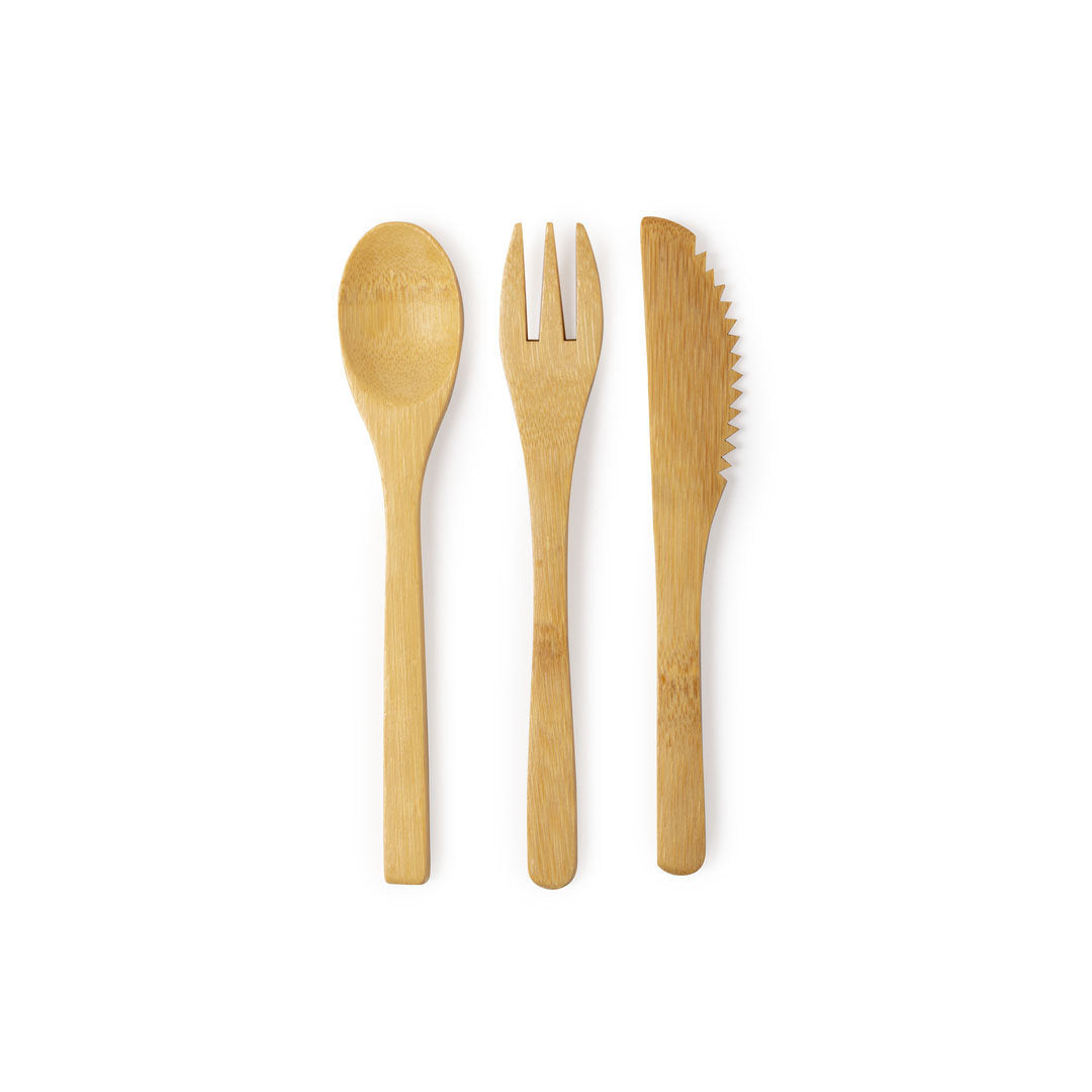Reusable bamboo cutlery set