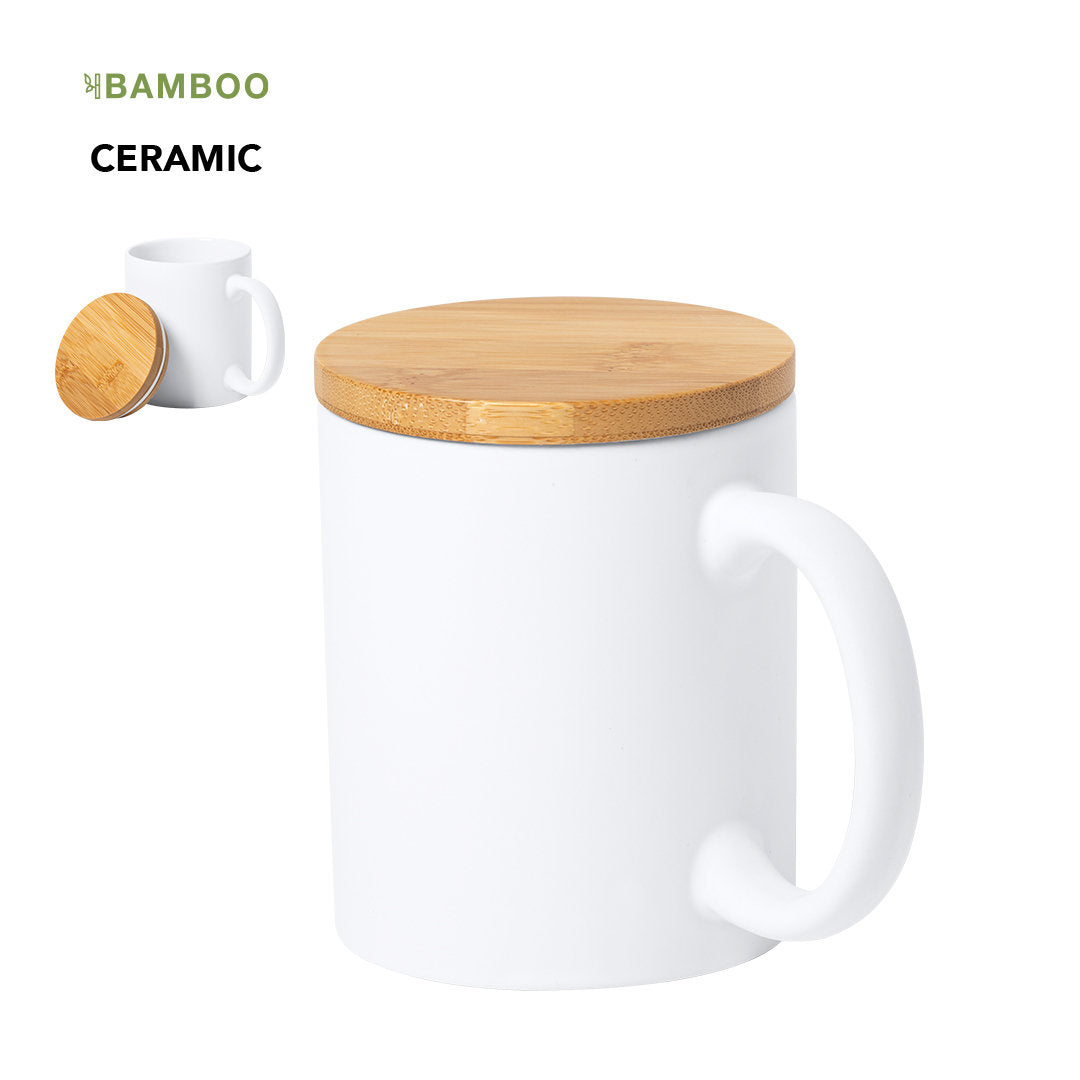 Tasse en Céramique avec couvercle en Bambou