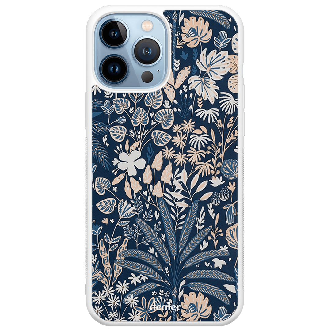 Coque de téléphone avec des fleurs, coque fleurs bleu en silicone renforcé Dealer de coque