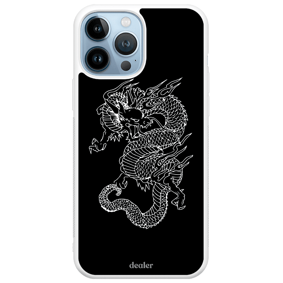 Coque de téléphone avec un dragon noir, coque dragon noir en silicone renforcé Dealer de coque