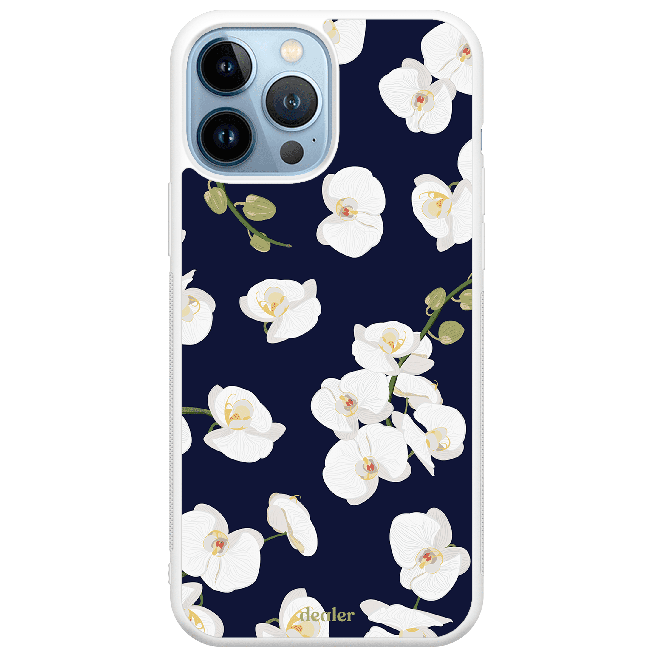 Coque de téléphone avec des fleurs blanches, coque florale en silicone renforcé Dealer de coque