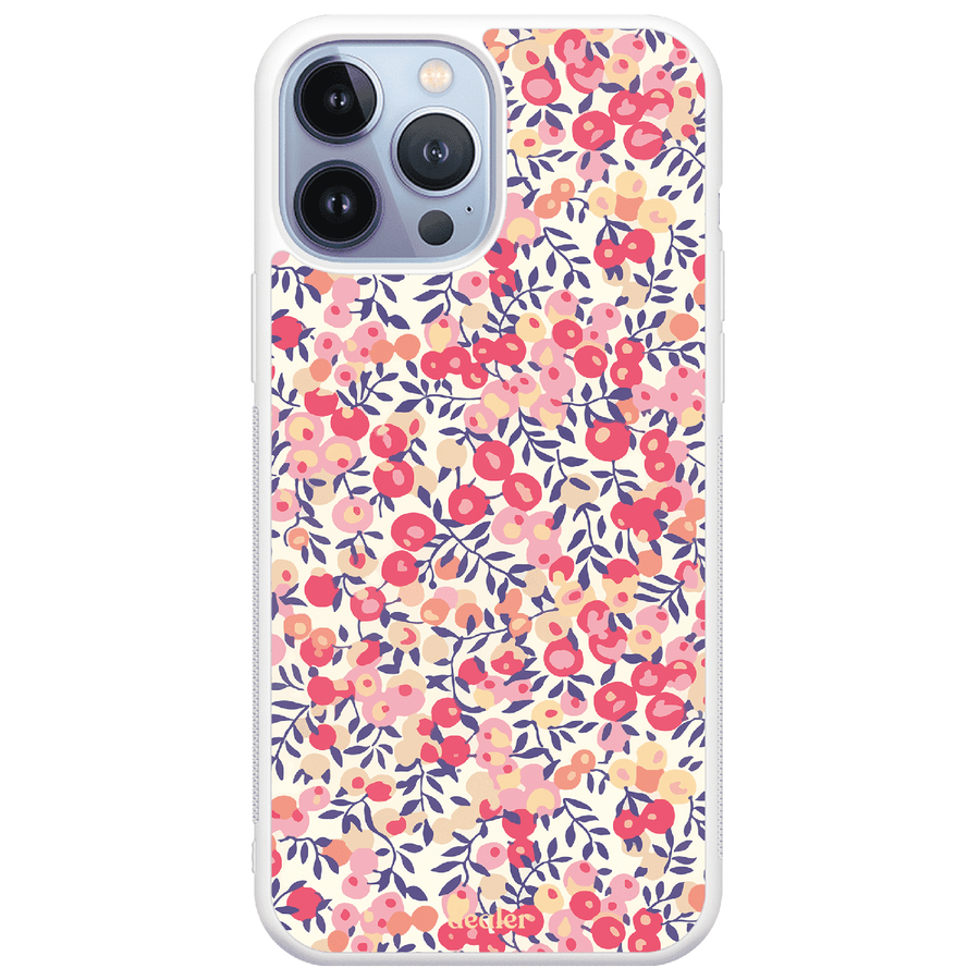 Coque de téléphone avec des motifs de fleurs rose, modèle Liberty rose en silicone renforcé de chez Dealer de coque