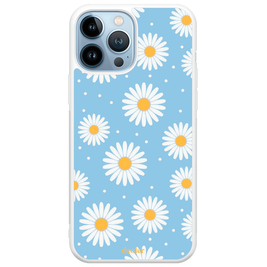 Coque de téléphone avec des paquerettes, coque paquerettes bleues en silicone renforcé Dealer de coque