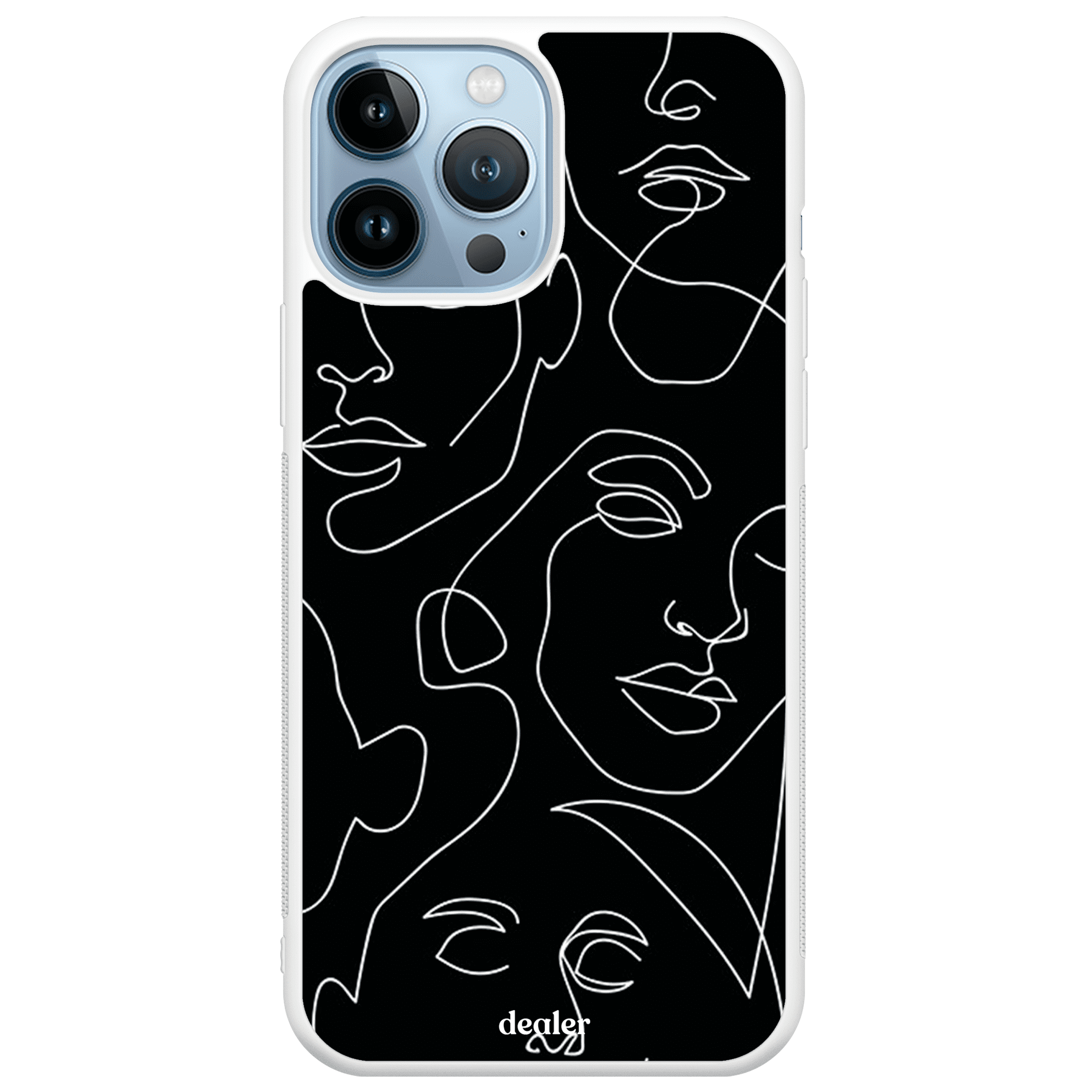 Coque de téléphone avec des visages dessinés, coque en silicone renforcé modèle Visage Dealer de coque