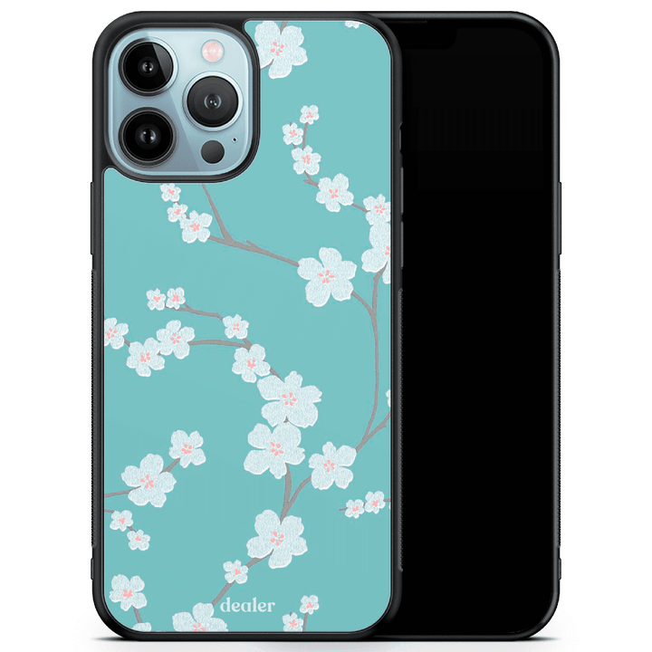 Coque avec des fleurs d'arbre japonais, modèle Arbre japonais en silicone renforcé noir de chez Dealer de coque