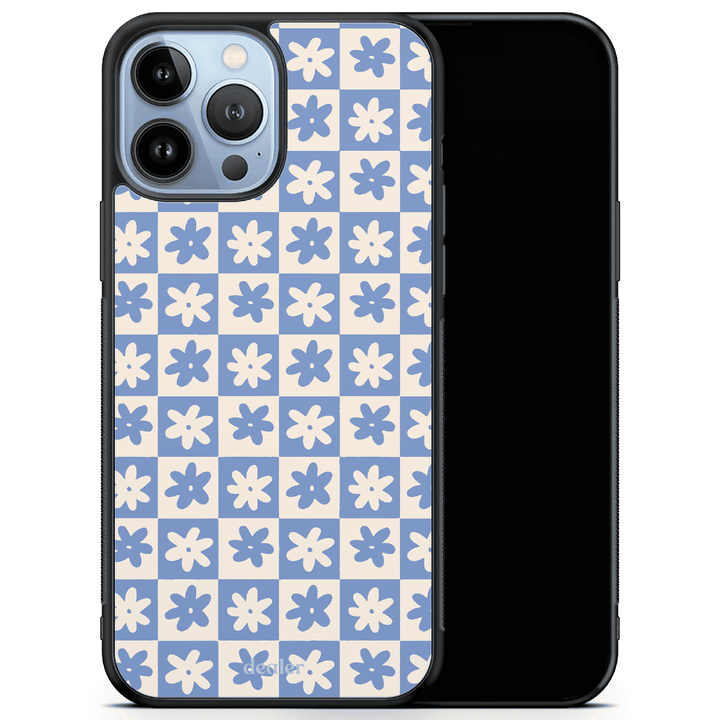 Dealer de coque Coque Noir Coque carré fleurs bleu