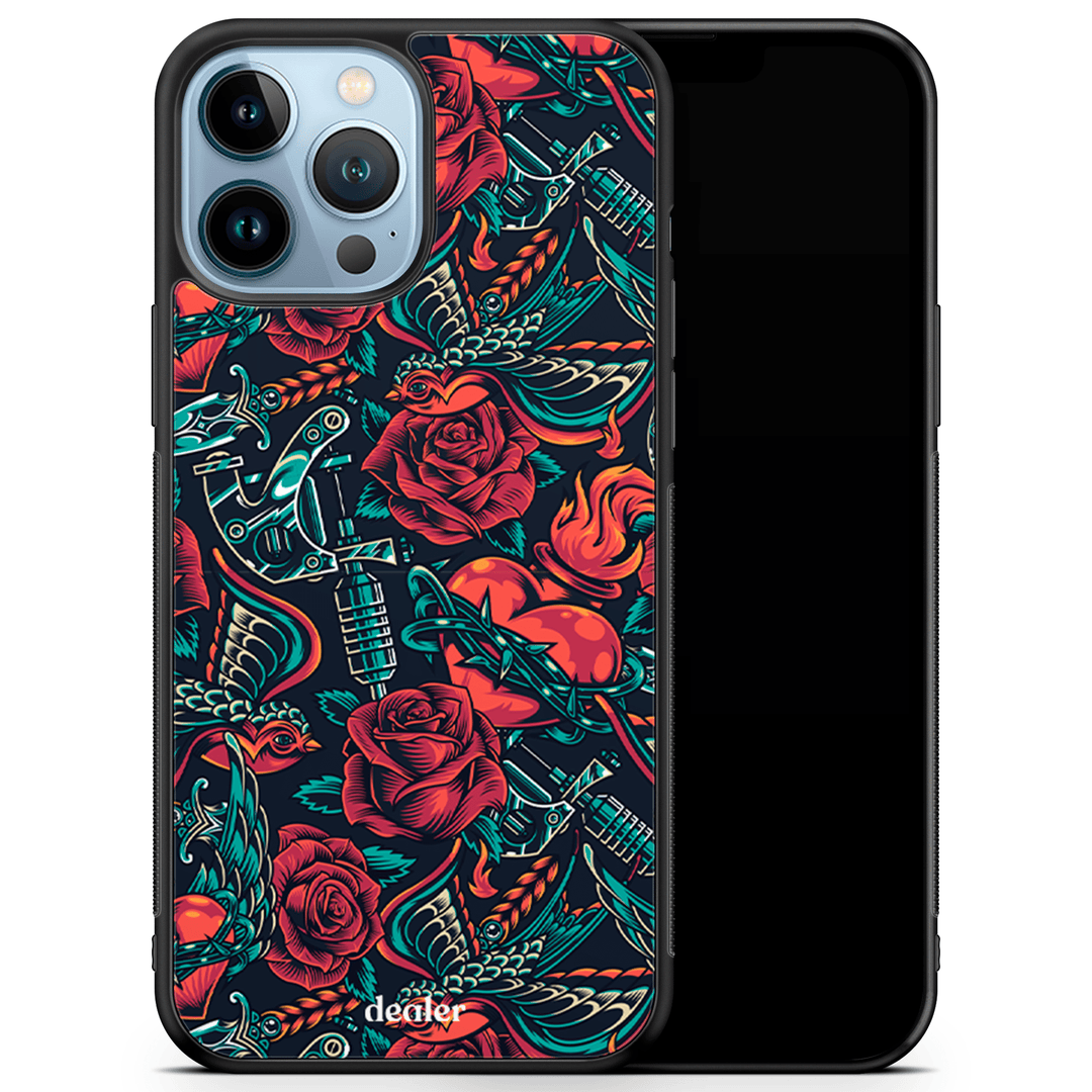 Dealer De Coque Coque Noir Coque Fleurs rock'n roll