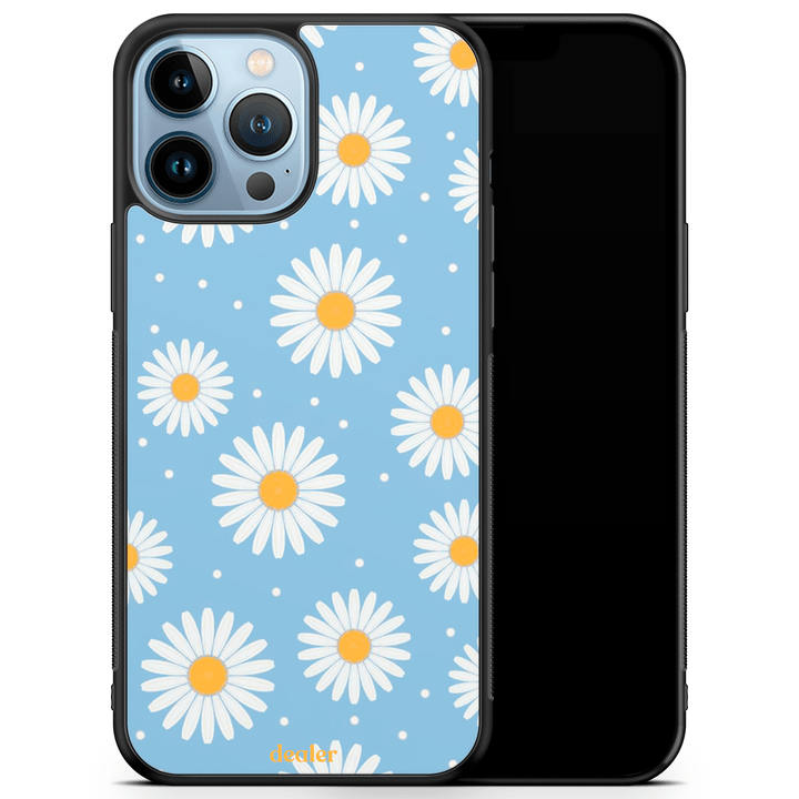 Coque avec des paquerettes, coque paquerettes bleues en silicone renforcé Dealer de coque