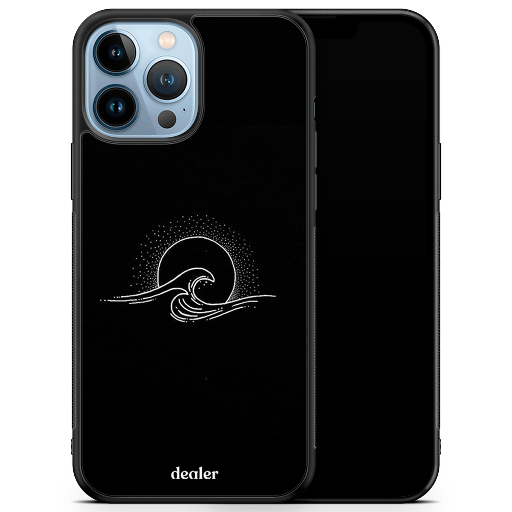 Coque avec une vague et un couché de soleil, coque minimaliste sea silicone renforcé Dealer de coque