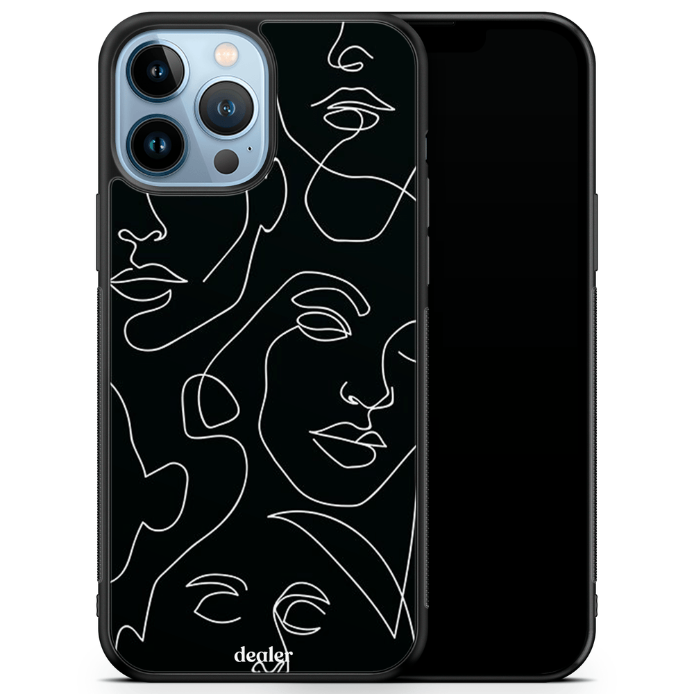 Coque téléphone avec des visages dessinés, coque silicone renforcé modèle Visage Dealer de coque