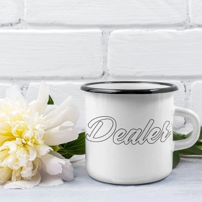 Enamel mug silver edge